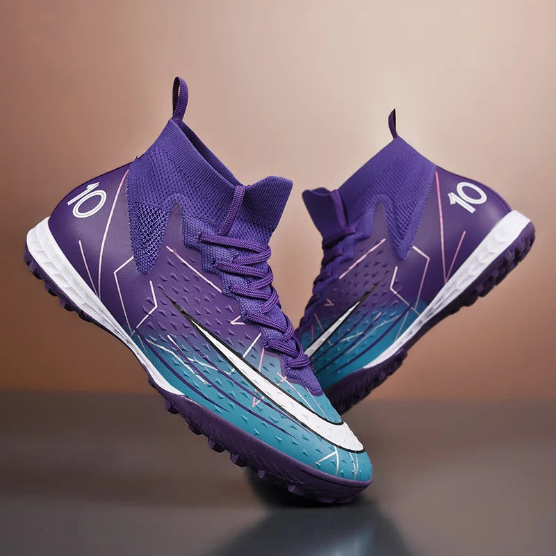 Chuteira Society SuperFly 10 Botinha Profissional | Leve e Confortável Chuteira Society WaveStrike 3 Botinha Profissional | Leve e Confortável FutCarioca Roxo/Azul 34 