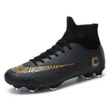 Cópia de Alta tornozelo masculino ag sola ao ar livre botas de futebol sapatos relvado chuteiras de futebol crianças feminino longos picos chuteira futebol tênis Importe Go 001-2039-C-Black 35 