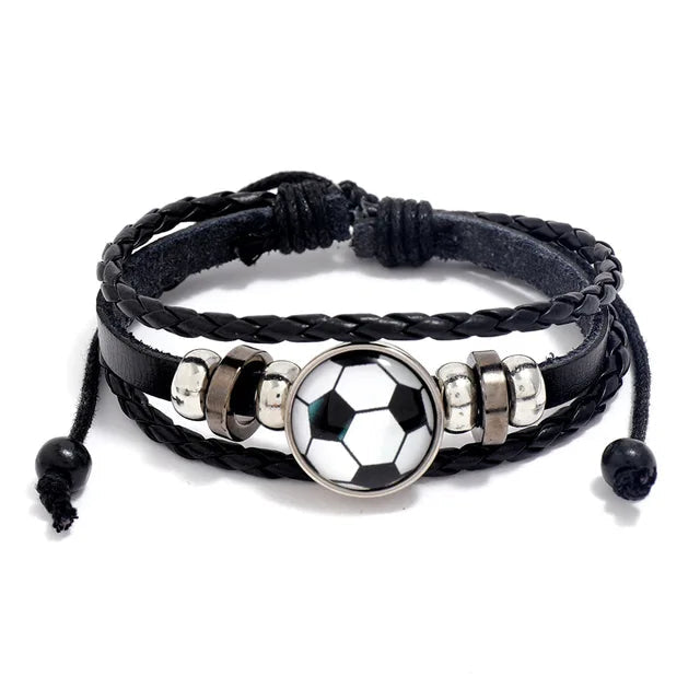 Pulseira De Couro Masculina Design Bola De Futebol Pulseira De Couro Masculina Design Bola De Futebol FutCarioca 