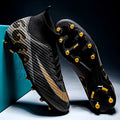 Sapatos masculinos de futebol com espinhos longos, sapatos de treino ultraleves, chuteiras antiderrapantes, sapatos esportivos respiráveis, interior e exterior, futsal FutCarioca Black FG 35 