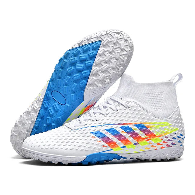 Tênis de futebol respirável masculino, botas de futebol, chuteiras de futebol, partida de treino, confortável, relvado, futsal, antiderrapante, antiderrapante, novo Importe Go White-TF 35 